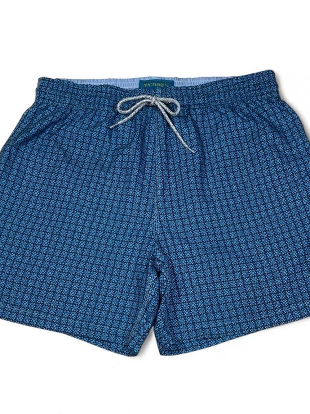 NWOT! Michael's Blue Geometric High End Swimwear Men’s XL Trunks Board Shorts